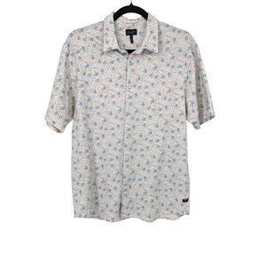 Good Man Floral Button Up Shirt Floral Short Sleeve Office Resort Soft Size M